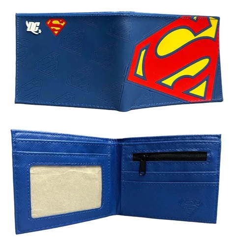 Billetera Superman (engomada Pvc Con Relieve) Mundogeek Azul Superman