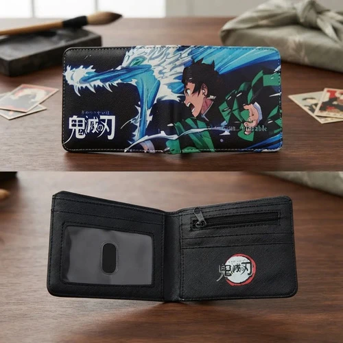Billetera Tanjiro (demon Slayer) 21x9cm Mundogeek Negro/azul Tanjiro