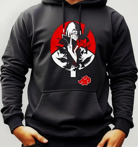Buzo Canguro Con Capucha Itachi Cuervos Naruto Mundogeek - Imagen 2