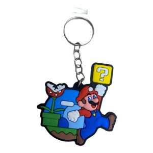 Súper Mario Llavero De Goma Mundogeek Azul Con Rojo