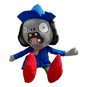 Peluche Mediano Zombie Mago 30 Cm ( Plantas Vs Zombies) Gris Con Rojo Y Azul