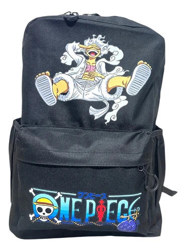 Mochila Escolar Estampada Luffy Gear 5 One Piece Negro