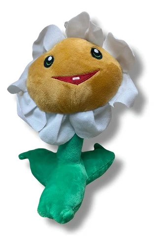 Peluche Planta Girasol Chico Plantas Vs Zombie ( Mediana ) Verde Con Blanco