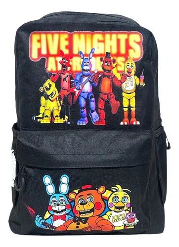 Mochila Escolar Estampada Five Nights At Freddy Negro