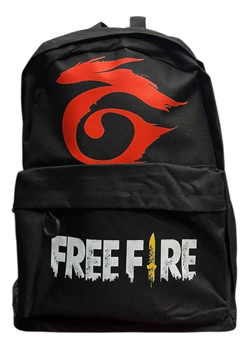 Mochila Escolar Grande Y Resistente Free Fire Negro