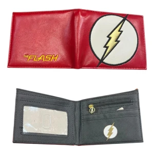 Billetera Superheroe Dc Comics 21x9cm Mundogeek Negro Flash