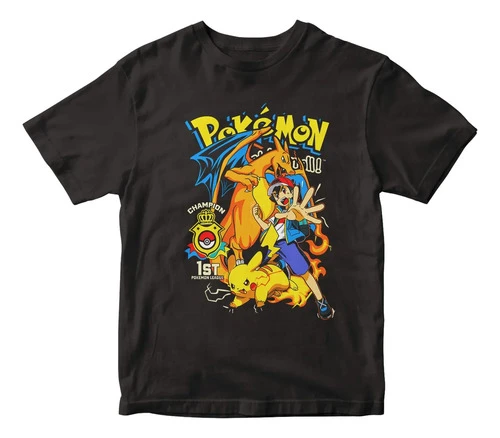 Remera Anime Pokemon Ash Pikachu Charizarad Champion