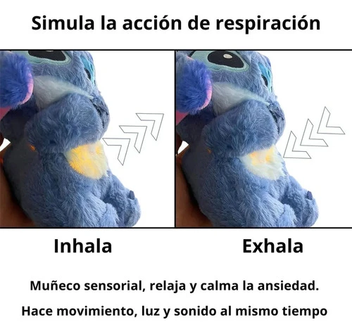 Peluches Stitch Que Respira Y Alivia La Ansiedad Con Sonido Azul - Imagen 6