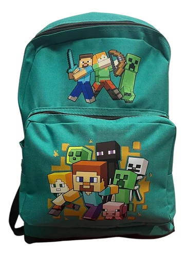 Mochila Escolar Grande Y Resistente Minecraft Unico