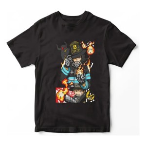 Remera Camiseta Anime Fire Force En'en No Shobotai Mundogeek Negro Shinra Kusakabe 8