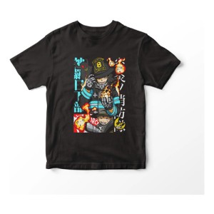 Remera Camiseta Anime Fire Force En'en No Shobotai Mundogeek Negro Shinra Kusakabe Xxxl